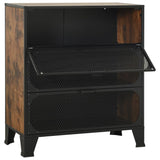 Storage Cabinets 2 pcs Rustic Brown 72x36x82 cm Metal and MDF - Close-Up Angle