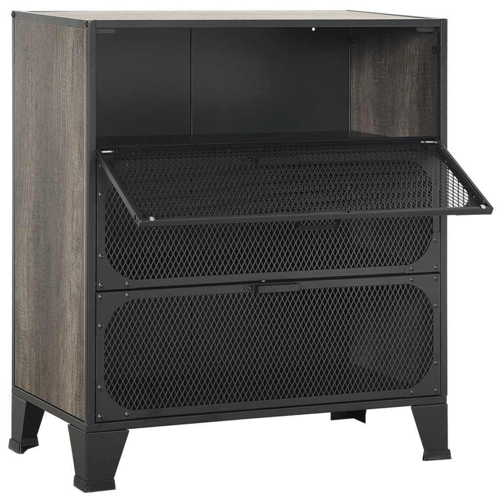 Storage Cabinets 2 pcs Grey 72x36x82 cm Metal and MDF