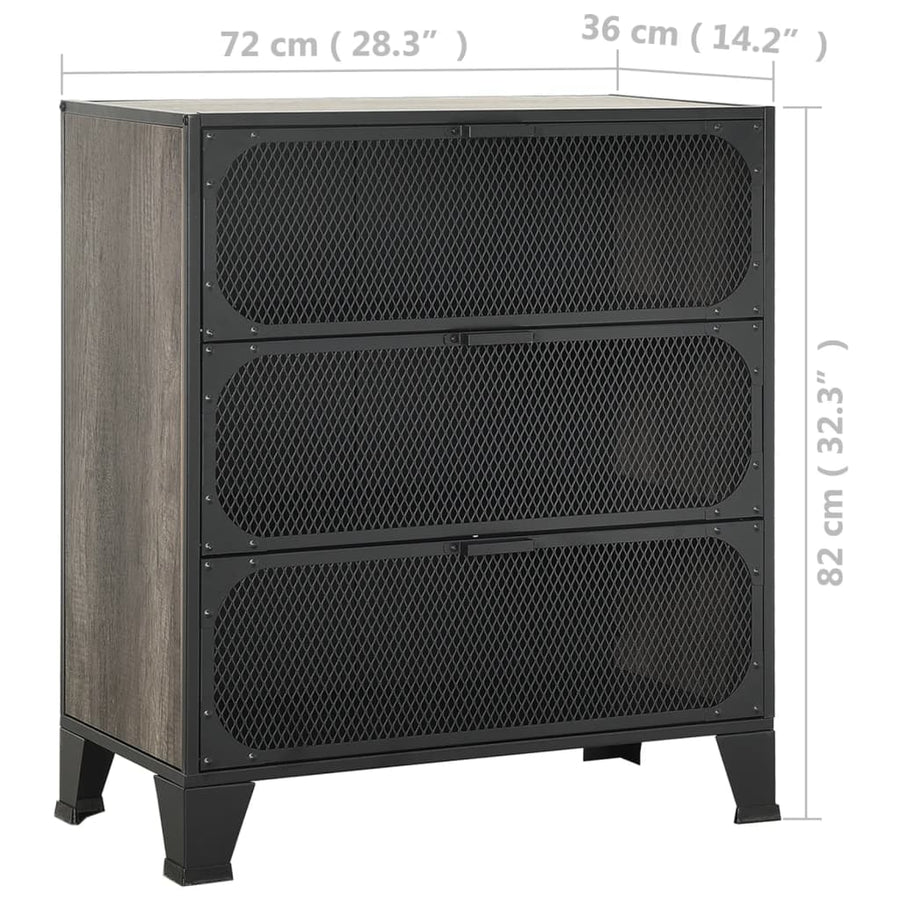 Storage Cabinets 2 pcs Grey 72x36x82 cm Metal and MDF