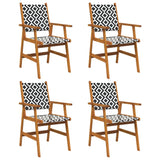 Garden Chairs 4 pcs Solid Acacia Wood - Front View