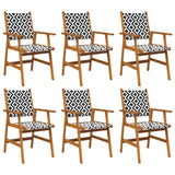 Garden Chairs 6 pcs Solid Acacia Wood - Front View