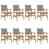 Garden Chairs 8 pcs Solid Acacia Wood - Front View