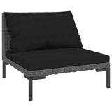 Garden Sofa with Cushions Half Round Poly Rattan - Front View