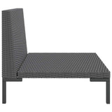Garden Sofa with Cushions Half Round Poly Rattan - 45-Degree Angle