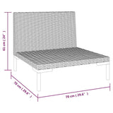 Garden Sofa with Cushions Half Round Poly Rattan