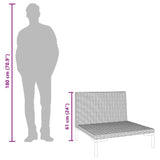 Garden Sofa with Cushions Half Round Poly Rattan - Close-Up Angle