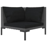 Garden Sofa with Cushions Half Round Poly Rattan - Front View