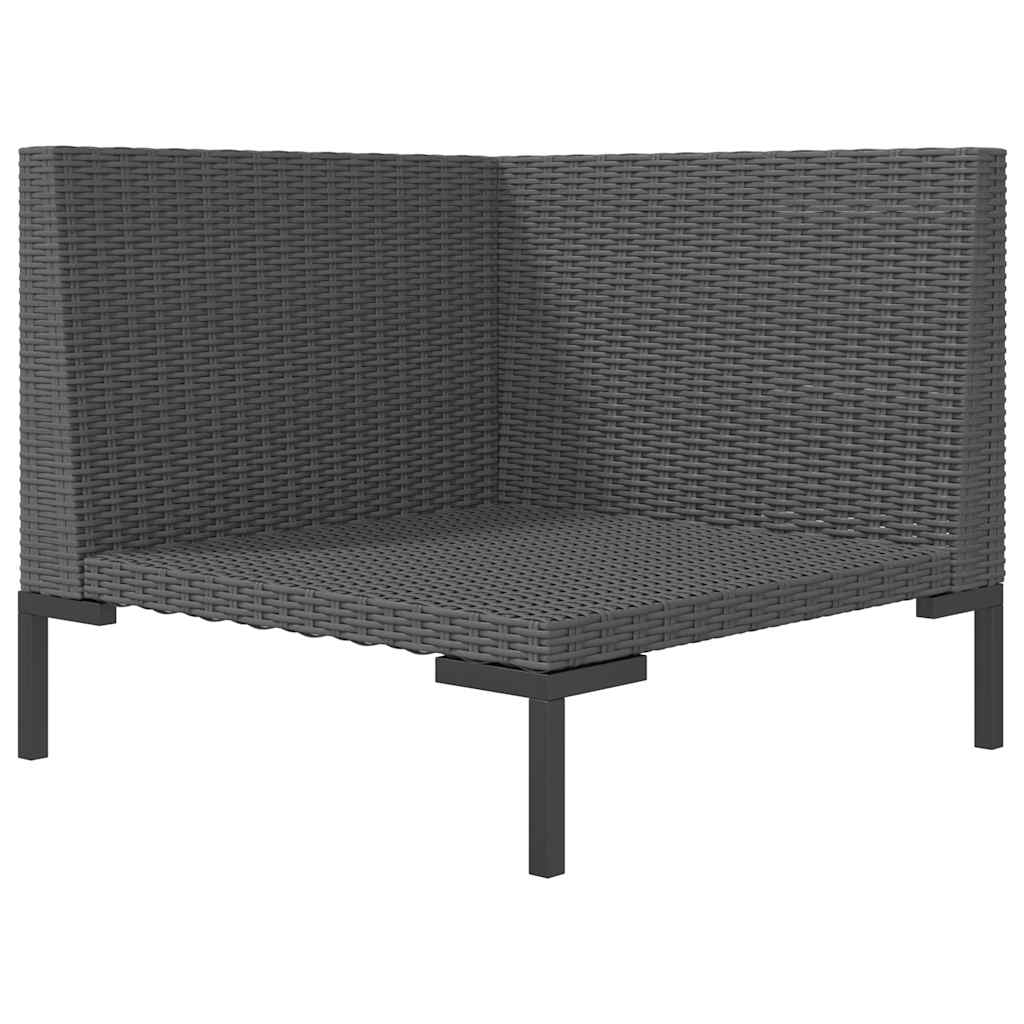 Garden Sofa with Cushions Half Round Poly Rattan