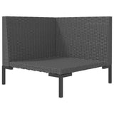 Garden Sofa with Cushions Half Round Poly Rattan - Side View