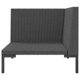 Garden Sofa with Cushions Half Round Poly Rattan - 45-Degree Angle