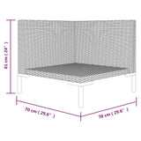 Garden Sofa with Cushions Half Round Poly Rattan
