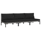 Garden Sofas 3pcs with Cushions Half Round Poly Rattan