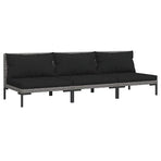 Garden Sofas 3pcs with Cushions Half Round Poly Rattan