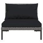 Garden Sofas 3pcs with Cushions Half Round Poly Rattan