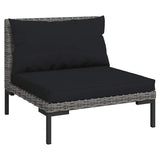 Garden Sofas 3pcs with Cushions Half Round Poly Rattan - Rear View