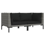 Garden Sofas 2pcs with Cushions Half Round Poly Rattan - Front View