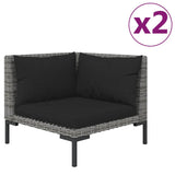 Garden Sofas 2pcs with Cushions Half Round Poly Rattan - Side View