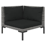 Garden Sofas 2pcs with Cushions Half Round Poly Rattan - Rear View