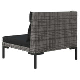 Garden Sofas 2pcs with Cushions Half Round Poly Rattan - Low Angle