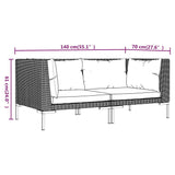 Garden Sofas 2pcs with Cushions Half Round Poly Rattan - Extra Image