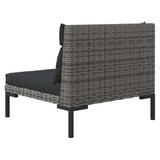 3 Piece Garden Lounge Set Dark Grey Half Round Poly Rattan - Extra Image
