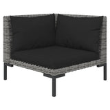 3 Piece Garden Lounge Set Dark Grey Half Round Poly Rattan - Close-Up Angle