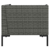 3 Piece Garden Lounge Set Dark Grey Half Round Poly Rattan - Low Angle