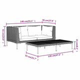 3 Piece Garden Lounge Set Dark Grey Half Round Poly Rattan - Extra Image