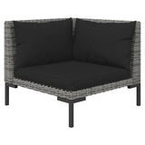3 Piece Garden Lounge Set Dark Grey Half Round Poly Rattan - Top-Down View
