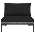 3 Piece Garden Lounge Set Dark Grey Half Round Poly Rattan