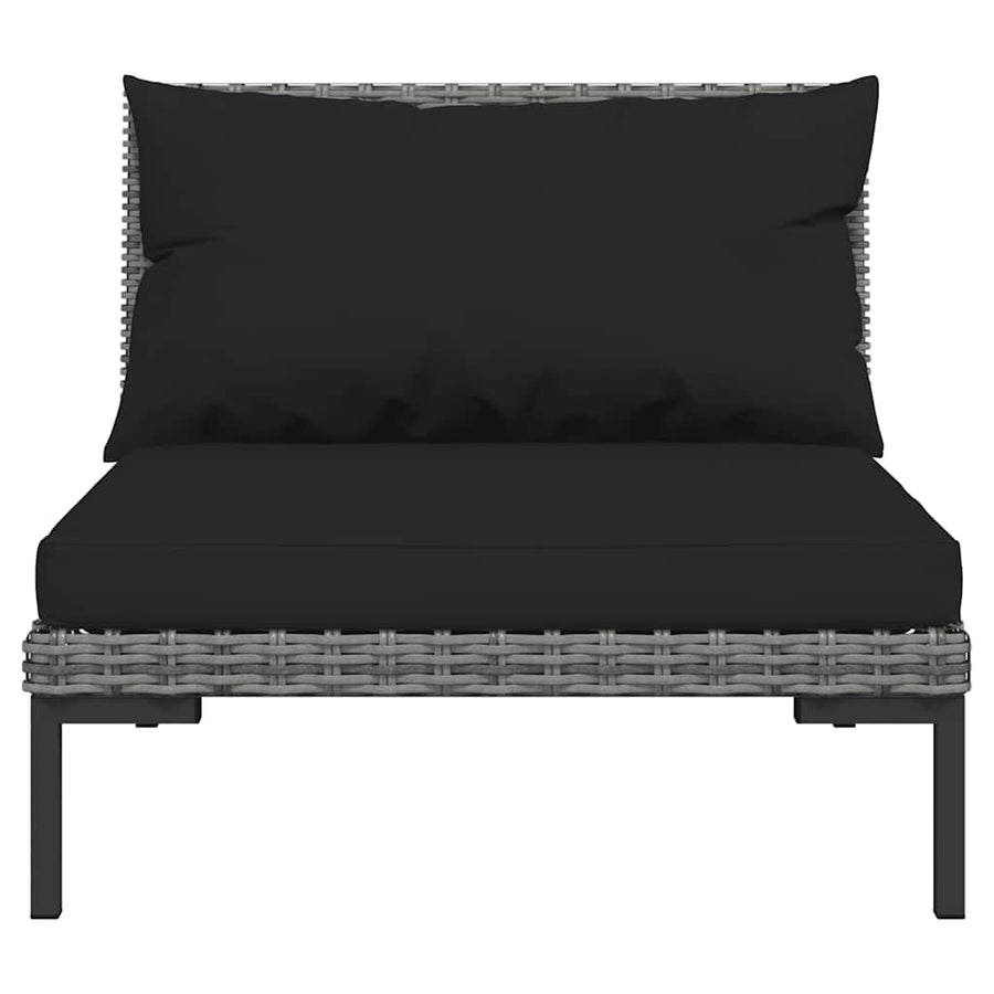 3 Piece Garden Lounge Set Dark Grey Half Round Poly Rattan