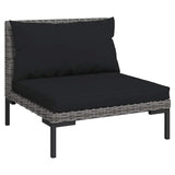 3 Piece Garden Lounge Set Dark Grey Half Round Poly Rattan - Rear View