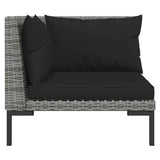 3 Piece Garden Lounge Set Dark Grey Half Round Poly Rattan - Close-Up Angle