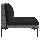 3 Piece Garden Lounge Set Dark Grey Half Round Poly Rattan - Low Angle