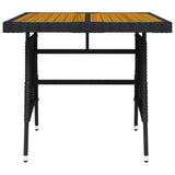 Garden Table Black 70x70x72 cm Poly Rattan & Solid Acacia Wood