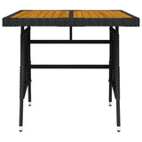Garden Table Black 70x70x72 cm Poly Rattan & Solid Acacia Wood - Side View