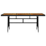 Garden Table Black 160x70x72 cm Poly Rattan & Solid Acacia Wood