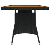 Garden Table Black 160x70x72 cm Poly Rattan & Solid Acacia Wood - Side View
