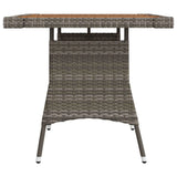 Garden Table Grey 70x70x72 cm Poly Rattan & Solid Acacia Wood - Top-Down View