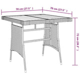 Garden Table Grey 70x70x72 cm Poly Rattan & Solid Acacia Wood - 45-Degree Angle