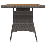 Garden Table Grey 130x70x72 cm Poly Rattan & Solid Acacia Wood - Side View