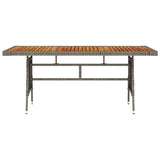 Garden Table Grey 160x70x72 cm Poly Rattan & Solid Acacia Wood