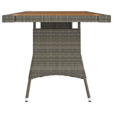 Garden Table Grey 160x70x72 cm Poly Rattan & Solid Acacia Wood - Side View