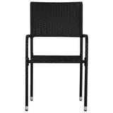 Garden Dining Chairs 2 pcs Stackable Black Poly Rattan - Side View