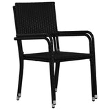 Garden Dining Chairs 2 pcs Stackable Black Poly Rattan - Top-Down View