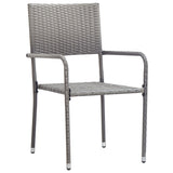 Garden Dining Chairs 2 pcs Stackable Grey Poly Rattan - Front View