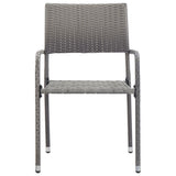 Garden Dining Chairs 2 pcs Stackable Grey Poly Rattan - Side View