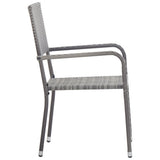 Garden Dining Chairs 2 pcs Stackable Grey Poly Rattan - Top-Down View