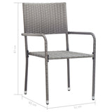 Garden Dining Chairs 2 pcs Stackable Grey Poly Rattan - Close-Up Angle