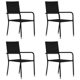 Garden Dining Chairs 4 pcs Stackable Black Poly Rattan